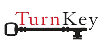 A green background with the words " turn key " in red.