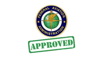 A green background with an faa seal and the word " approved ".